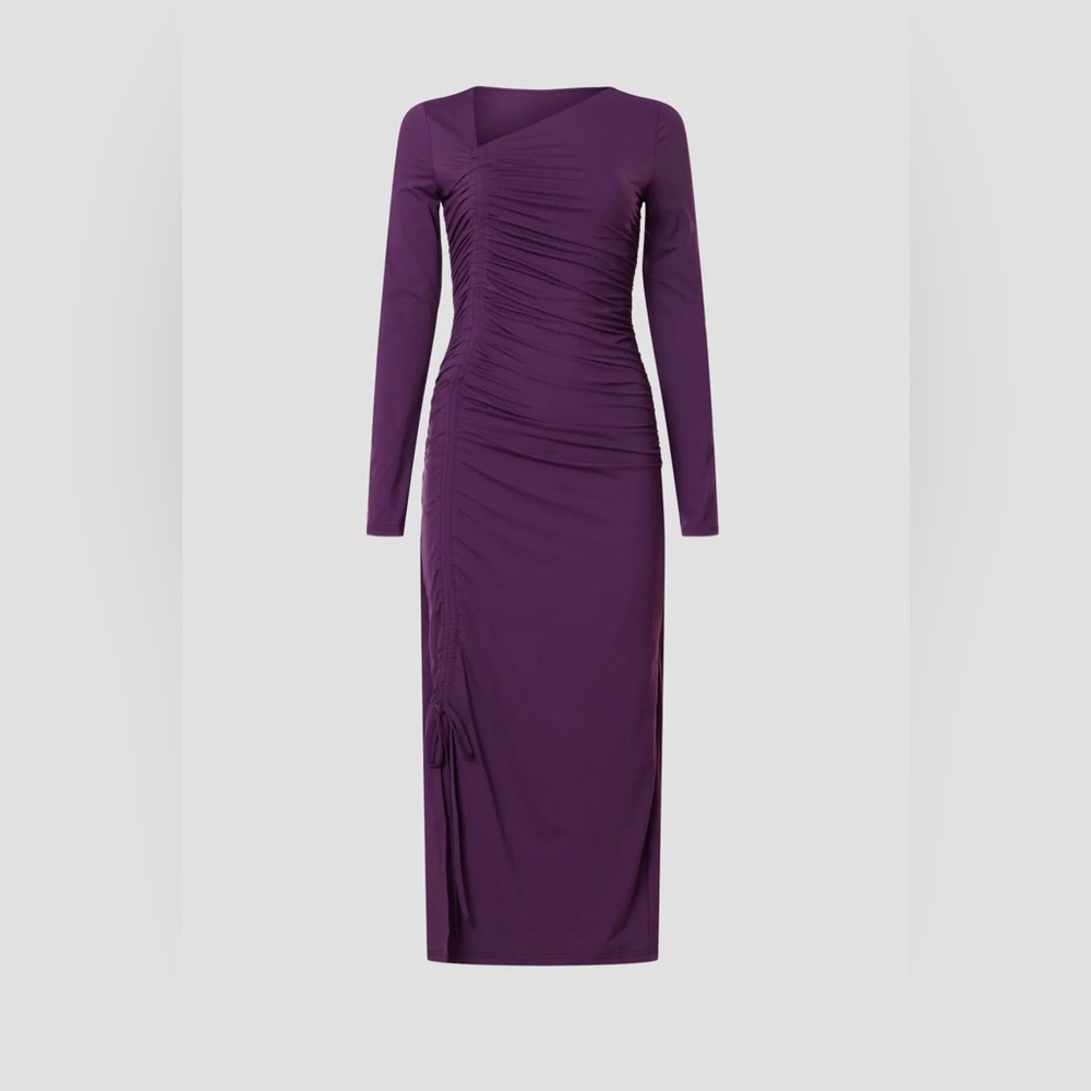 Rachel Parcell Deep Purple Long-Sleeve Ruched Maxi Dress